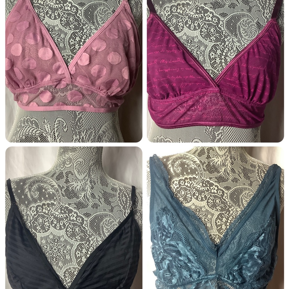 Chic Lace Bralette Collection - Pink, Purple, Black, Blue.  New without tags.